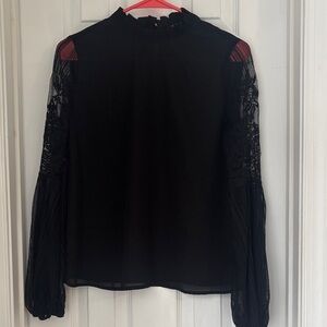 Elegant Black Lace Sleeve Women's Top